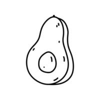 un demi-avocat isolé sur fond blanc. illustration vectorielle dessinée à la main dans un style doodle. parfait pour les cartes, logo, décorations, recettes, menu, divers designs. vecteur