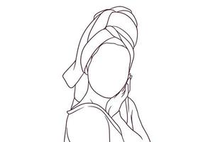 belle fille portant un turban illustration vectorielle de style dessiné à la main vecteur