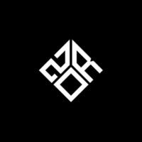création de logo de lettre zor sur fond noir. concept de logo de lettre initiales créatives zor. conception de lettre zor. vecteur