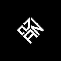 création de logo de lettre zan sur fond noir. concept de logo de lettre initiales créatives zan. conception de lettre zan. vecteur