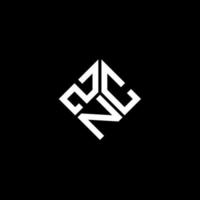 création de logo de lettre znc sur fond noir. concept de logo de lettre initiales créatives znc. conception de lettre znc. vecteur
