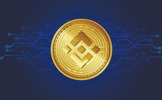 binance, pièce d'or de crypto-monnaie, symbole de jeton. technologie de découverte en ligne numérique du marché boursier. fond d'affaires bleu. illustration vectorielle vecteur