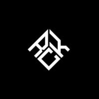 création de logo de lettre rck sur fond noir. concept de logo de lettre initiales créatives rck. conception de lettre rck. vecteur