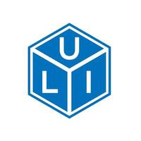création de logo de lettre uli sur fond noir. concept de logo de lettre initiales créatives uli. conception de lettre uli. vecteur