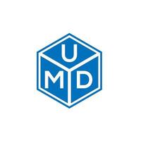 création de logo de lettre umd sur fond noir. concept de logo de lettre initiales créatives umd. conception de lettre umd. vecteur