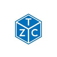 création de logo de lettre tzc sur fond noir. concept de logo de lettre initiales créatives tzc. conception de lettre tzc. vecteur