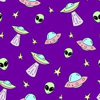 vecteur de modèle pour enfants ufo. illustration de galaxie en style cartoon.