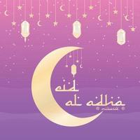 eid al-adha avec tête de chèvre, mosquée, étoiles de lune et lanternes. adapté aux bannières, affiches, brochures, modèles de brochures de vente vecteur