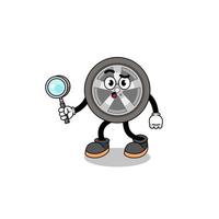 mascotte de recherche de roue de voiture vecteur