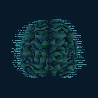 cerveau numérique vert vecteur