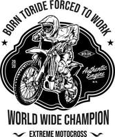 conception de t-shirt emblème de motocross forcé de travailler vecteur