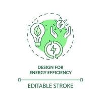 icône de concept vert de conception d'efficacité énergétique. consommation d'énergie. illustration de fine ligne d'idée abstraite d'écologie industrielle. dessin de contour isolé. trait modifiable. vecteur