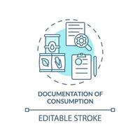 documentation de l'icône de concept turquoise de consommation. option de production plus propre idée abstraite illustration de ligne mince. dessin de contour isolé. trait modifiable. vecteur