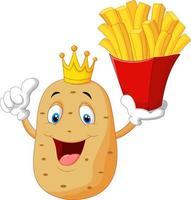 King Chef Potato tenant une frite vecteur
