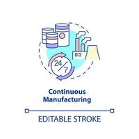 icône de concept de fabrication continue. type de processus de fabrication idée abstraite illustration en ligne mince. dessin de contour isolé. trait modifiable. vecteur