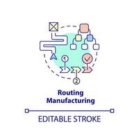 icône de concept de fabrication de routage. processus étape par étape. illustration de la ligne mince de l'idée abstraite de l'étape de production. dessin de contour isolé. trait modifiable. vecteur