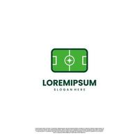 terrain de football se combiner avec le concept créatif de conception de logo de boussole vecteur