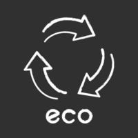 icône de craie eco label. trois flèches incurvées. symbole de recyclage. énergie alternative. autocollant de protection de l'environnement. produits chimiques respectueux de l'environnement. cosmétiques bio. illustration de tableau vectoriel isolé