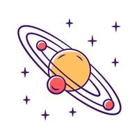 icône de couleur du système solaire. corps célestes en orbite autour d'une étoile. système planétaire solaire. planète et trois satellites. astronomie, astrophysique. exploration de l'espace. voyage dans l'espace. illustration vectorielle isolée vecteur