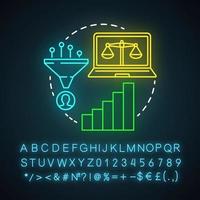 simplement décomposer l'icône de néon d'attribution. type de modélisation d'attribution. analyse multi-touch. modèle de transformation. signe lumineux avec alphabet, chiffres et symboles. illustration vectorielle isolée vecteur