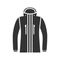 icône de glyphe de veste de ski. vêtements d'extérieur d'hiver. symbole de la silhouette. espace négatif. illustration vectorielle isolée vecteur