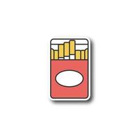 patch de paquet de cigarettes ouvert. autocollant de couleur. fumeur. illustration vectorielle isolée vecteur