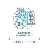 crypto pour l'icône de concept turquoise de capital d'entreprise. avantage de la crypto-monnaie dans l'utilisation de l'idée abstraite de l'illustration de la ligne mince. dessin de contour isolé. trait modifiable vecteur