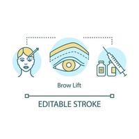 icône de concept de lifting des sourcils. illustration de la ligne mince de l'idée de levage du front. rajeunissement. procédure de chirurgie esthétique. l'apparence s'améliore. dessin de contour isolé de vecteur. trait modifiable vecteur
