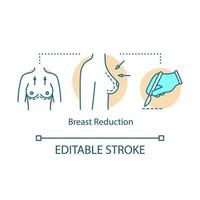 icône de concept de réduction mammaire. idée de travail boob illustration fine ligne. procédure de plastie mammaire. chirurgie esthetique. esthétiquement du sein. dessin de contour isolé de vecteur. trait modifiable vecteur