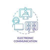 icône de concept de gradient bleu de communication électronique. transmission d'informations illustration de ligne mince idée abstraite numériquement. conversation d'affaires. dessin de contour isolé vecteur