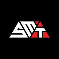 création de logo de lettre triangle smt avec forme de triangle. monogramme de conception de logo triangle smt. modèle de logo vectoriel triangle smt avec couleur rouge. logo triangulaire smt logo simple, élégant et luxueux. smt