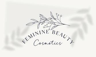 logo dessiné à la main d'élément floral botanique avec fleur et feuilles sauvages. logo pour spa et salon de beauté, boutique, magasin bio, mariage, designer floral, intérieur, photographie, cosmétique. vecteur