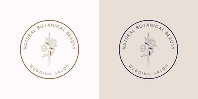 logo dessiné à la main d'élément floral botanique avec fleur et feuilles sauvages. logo pour spa et salon de beauté, boutique, magasin bio, mariage, designer floral, intérieur, photographie, cosmétique. vecteur