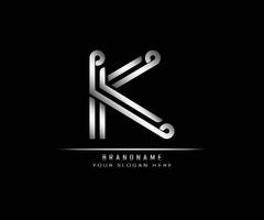 lettre initiale k logo créatif élégant à la mode unique artistique couleur argent basé sur l'icône de l'alphabet logo. vecteur