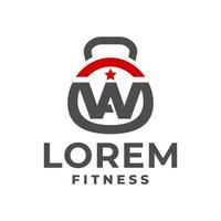 logo de gym avec lettre w a. pour le logo du centre de remise en forme ou toute entreprise liée à la gym, au fitness et au sport. vecteur
