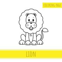 page de coloriage de lion mignon. adapté aux activités des enfants vecteur
