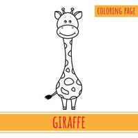 page de coloriage de girafe mignonne. adapté aux activités des enfants vecteur