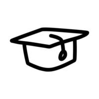 chapeau de graduation simple illustration vectorielle de modèle de contour de doodle dessiné à la main vecteur