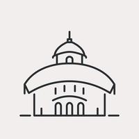 icône de ligne de hutte de temple hindou. religion hindouiste. ancien bâtiment du bengale. lieu historique pour prier et adorer. illustration d'architecture vectorielle vecteur