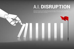 main de robot poussant des blocs pour atteindre le but vecteur