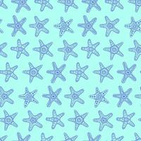 modèle sans couture d'étoiles de mer de couleur bleue vecteur