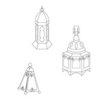 ensemble de lanternes orientales de style doodle. décoration. illustration vectorielle. vecteur