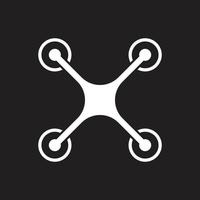 eps10 icône quadcopter drone vecteur blanc isolée sur fond noir. symbole de caméra volante dans un style moderne et plat simple pour la conception, l'interface utilisateur, le logo, le pictogramme et l'application mobile de votre site Web