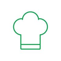 eps10 vecteur vert icône de ligne de chapeau de chef isolé sur fond blanc. symbole de contour de casquette de chef dans un style moderne simple et plat pour la conception, le logo, le pictogramme et l'application mobile de votre site Web