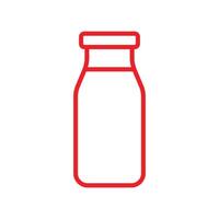 eps10 icône d'art de ligne de bouteille de lait vecteur rouge isolé sur fond blanc. symbole de bouteille de lait en verre dans un style moderne et plat simple pour la conception de votre site Web, votre interface utilisateur, votre logo et votre application mobile