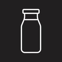 eps10 icône d'art de ligne de bouteille de lait vecteur blanc isolée sur fond noir. symbole de bouteille de lait en verre dans un style moderne et plat simple pour la conception de votre site Web, votre interface utilisateur, votre logo et votre application mobile