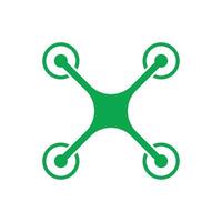 eps10 vecteur vert drone quadcopter icône isolé sur fond blanc. symbole de caméra volante dans un style moderne et plat simple pour la conception, l'interface utilisateur, le logo, le pictogramme et l'application mobile de votre site Web