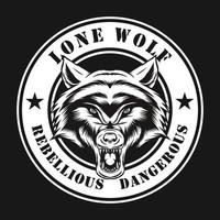 concept d'illustration de logo de loup solitaire vecteur