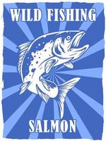 conception d'affiche de pêche au saumon, style vintage