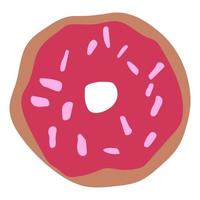 beignet avec icône de beignet de glaçage rose, illustration vectorielle. vecteur